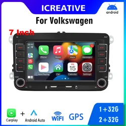 HU-Radio con GPS para coche, reproductor con Android, CarPlay, WIFI, 2DIN, para Volkswagen Golf 5, 6, Polo, Passat B6, TSI, CC, Skoda, Jetta, Seat, Muiltmedia