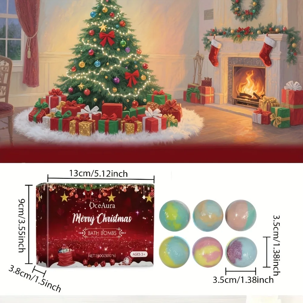 مجموعة هدايا من 12 قنابل حمام عيد الميلاد النابضة بالحياة، كرات فقاعات إسفنجية احتفالية للاسترخاء في وقت الاستحمام، قنبلة استحمام للاسترخاء في العطلة