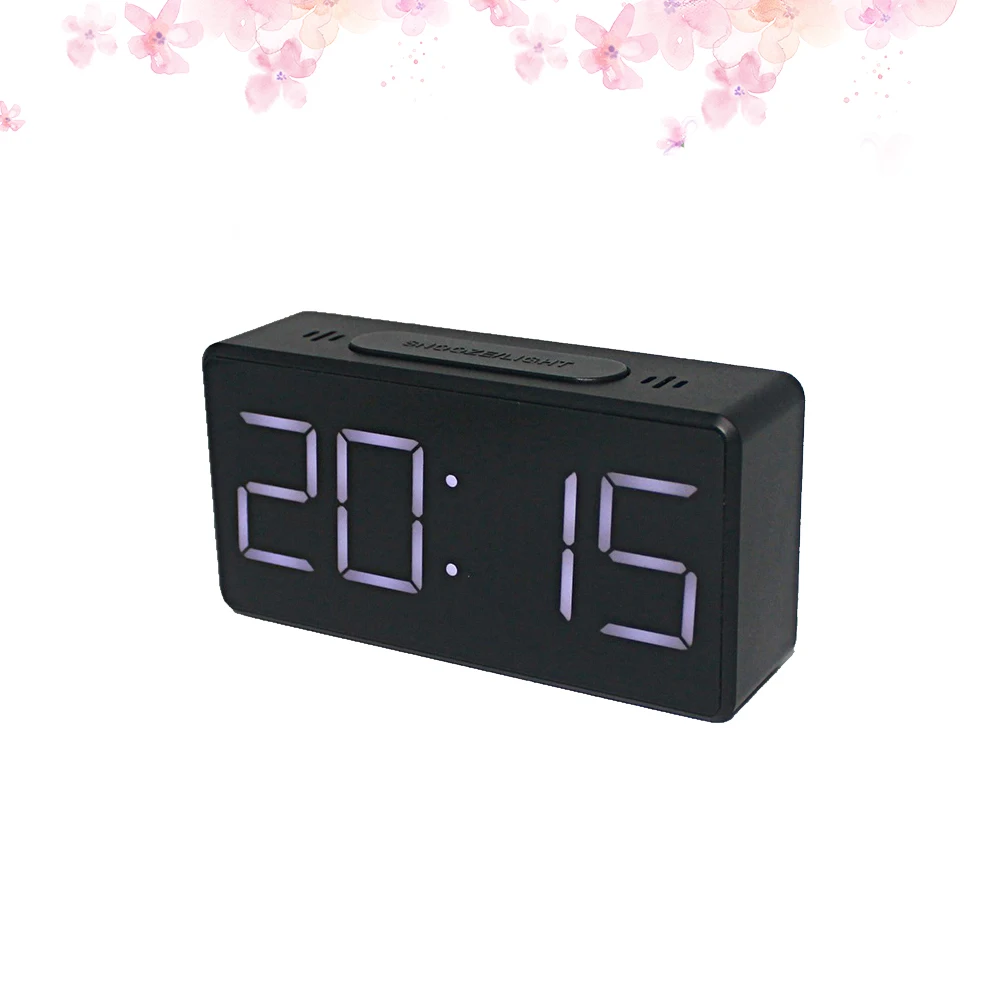 

LED Alarm Clock Digital Mirror Surface Temperature Display Powered Easy Travel Wall Mount Bedroom Decor