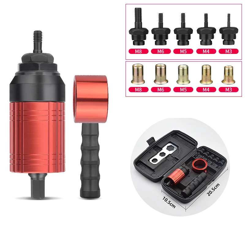 Pistol Mur Keling Elektrik M3 M4 M5 M6 M8 Alat Adaptor Bor Elektrik Memukau Tanpa Kabel Pistol Paku Keling Tarik Pistol Kuku Aluminium