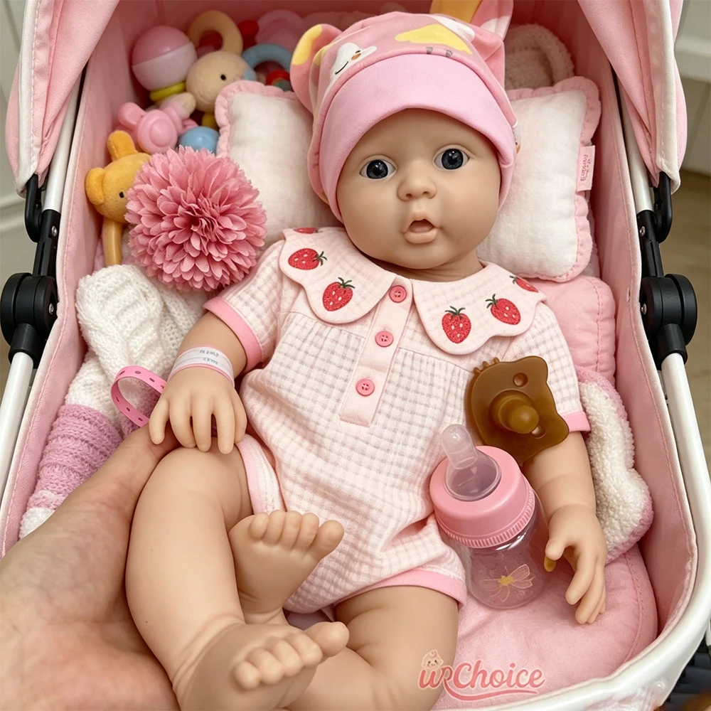 

Realistic 42cm Soft Silicone Reborn Baby Girl Flexible Limbs Waterproof Newborn Doll Handmade Toy for Birthday Gift