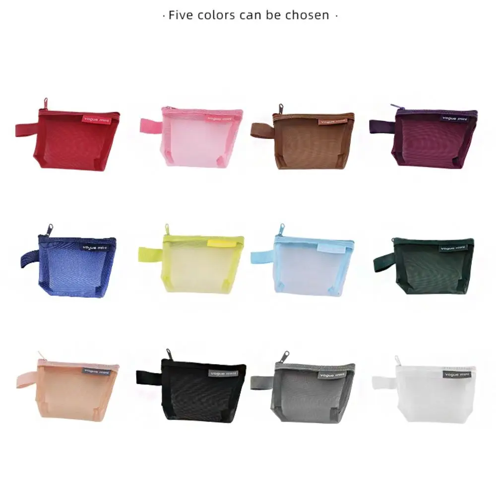 Makeup Bag Transparent Mesh Storage Bag Cute Lipstick Bag Small Item Bag Mini Coin Purse Nylon Coin Bag Cosmetic Bag Travel DIY