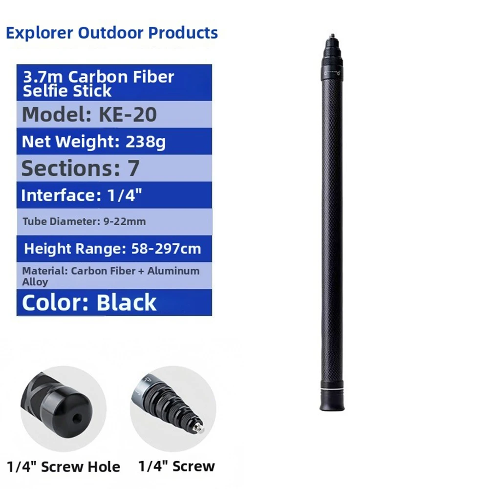 Outdoor Camera Extender Action Camera Monopod For Outdoor Adventure Long Carbon Fiber Selfie Rod Selfie Rod Seven Section Design