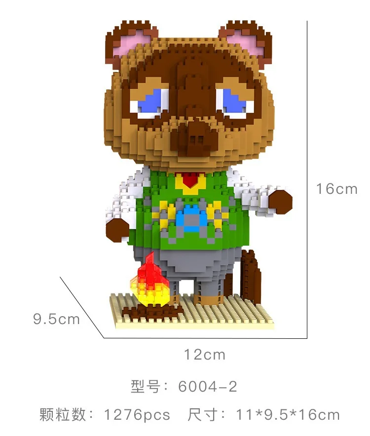 1224pcs+ Animal Raccoon Tom Nook Isabelle Crossing Game Building Blocks 3D Model DIY Mini Diamond Bricks Toy for Children Gift