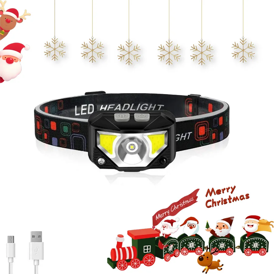 Motion Sensor Headlamp Rechargeable Headlamp With White And Red Light 6Modes Suitable For Outdoor Camping Running Fishing Hiking