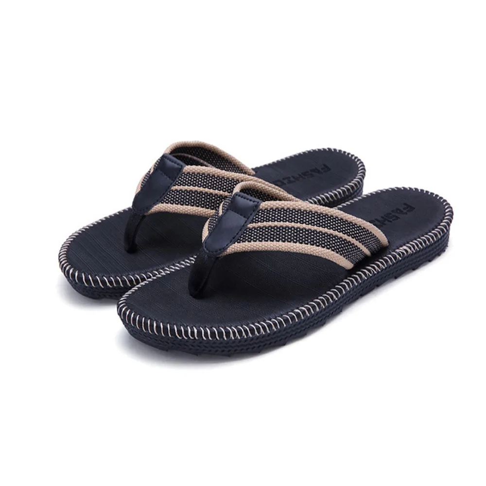 Men Slippers Outside Beach Flat Flip-flop 2023 Summer Casual Slippers Indoor Home Male Anti-slip Shoes Thong Sandals Black