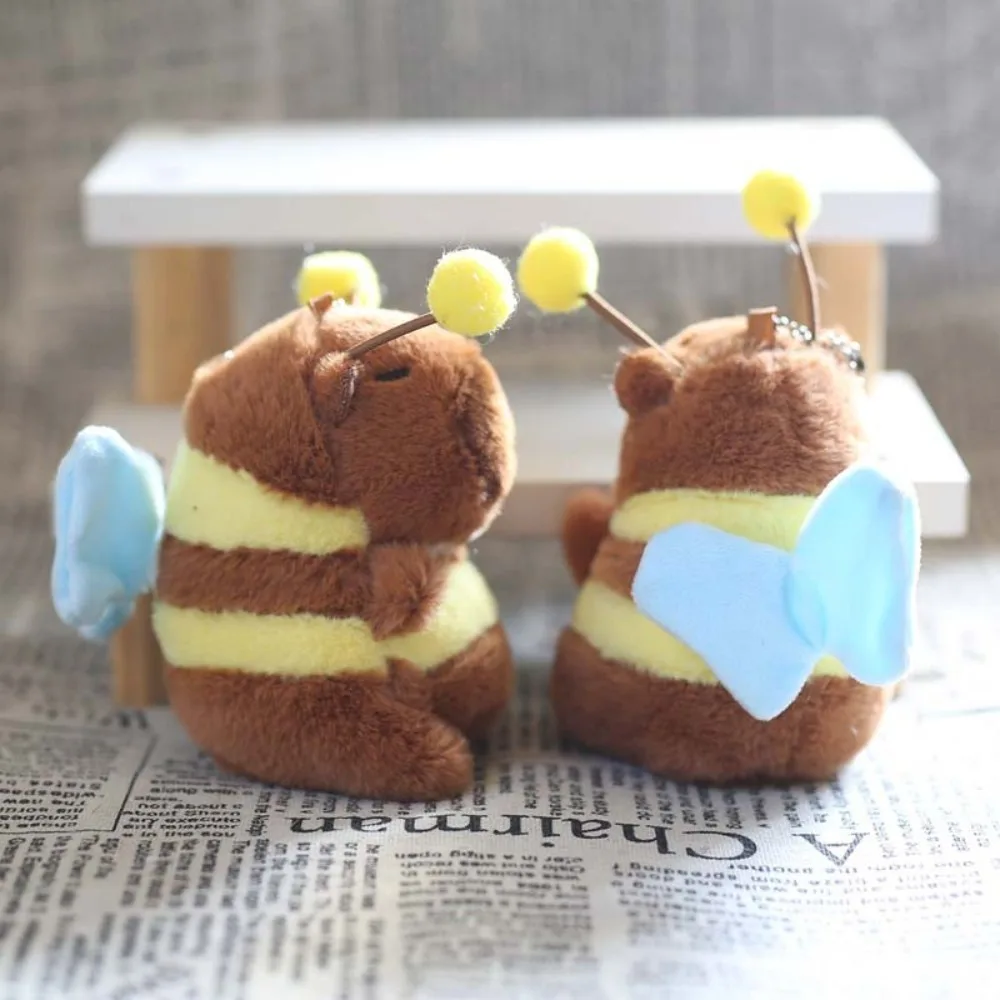 Animal Turtle Bee Capybara Key Ring Cross Dressing PP Cotton Wing Flutter Doll Brown Fur Plush Bee Turtle Pendant Children Gift