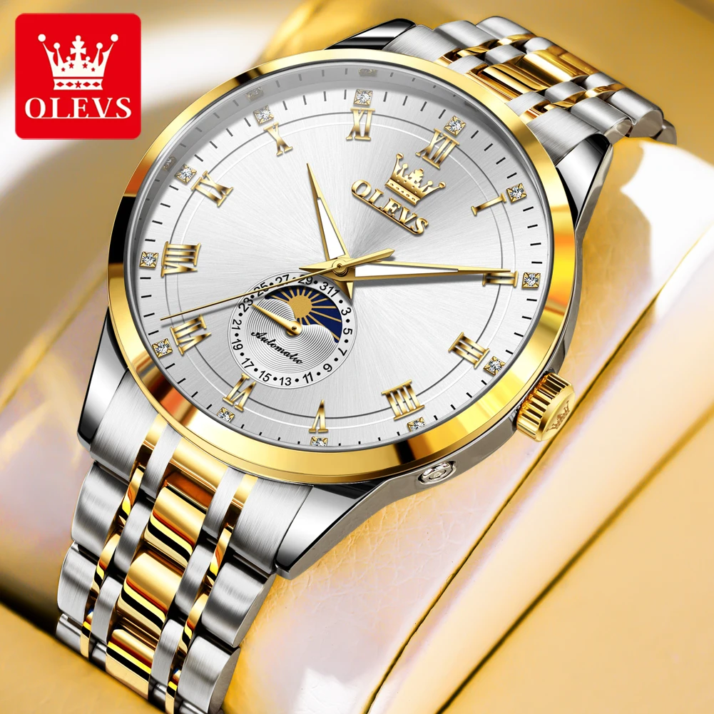

OLEVS High Quality Luxury New Automatic Mechanical Watch for Men Original Stainless Steel Waterproof Luminous Fashion Men Watch