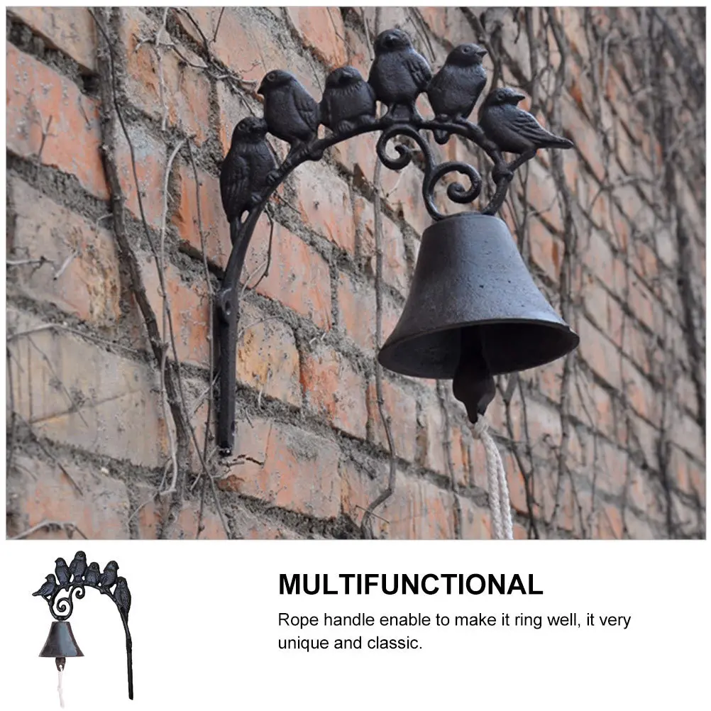 

Vintage Iron Wall Bell Rustic Cast Doorbell Chime Manually Shaking Outdoor Indoor Wall Hanging Bell Home Decor