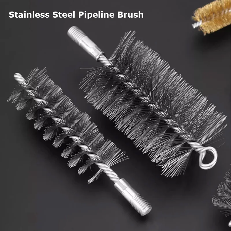 

2pc/set Stainless Steel Industrial Wire Brush Head Cleaning Pipeline Brush for Inner Hole Cleaning Rust Burr Removal Dia10~150mm