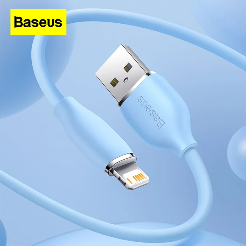 Baseus USB TOiP 2.4A Liquid Silicone Fast Charging Data Cable for IPhone 12 13 14 Phone PD Fast Charging Line Blue Anti Fouling