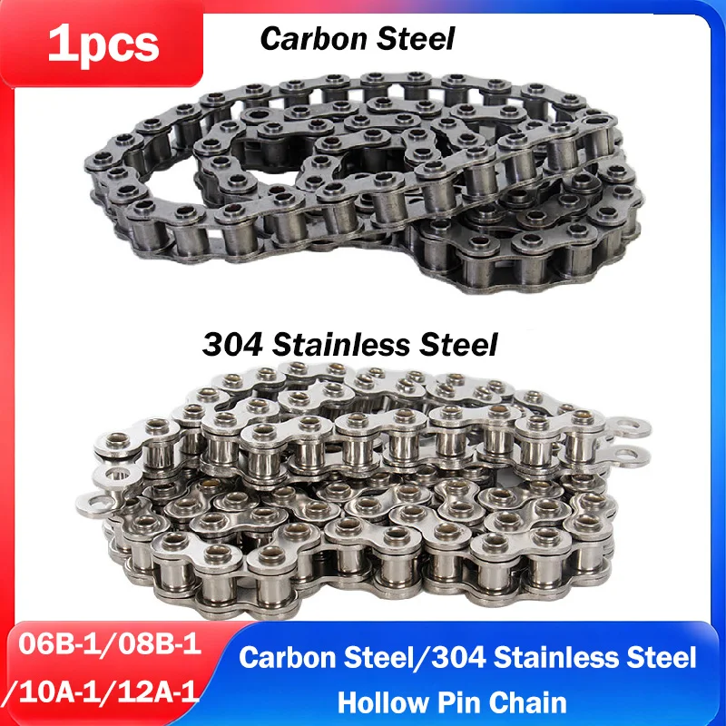 06B/08B/10A/12A Hollow Pin Chain Carbon Steel/Stainless Steel Short Pitch Roller Chain For Industrial Transmission Hollow Chain
