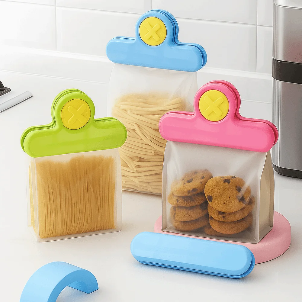 

5Pcs Plastic Magnetic Timing Sealing Clip Decorative with Date Circle Food Bag Clip Moisture-proof Food Fresh-keeping Sealer