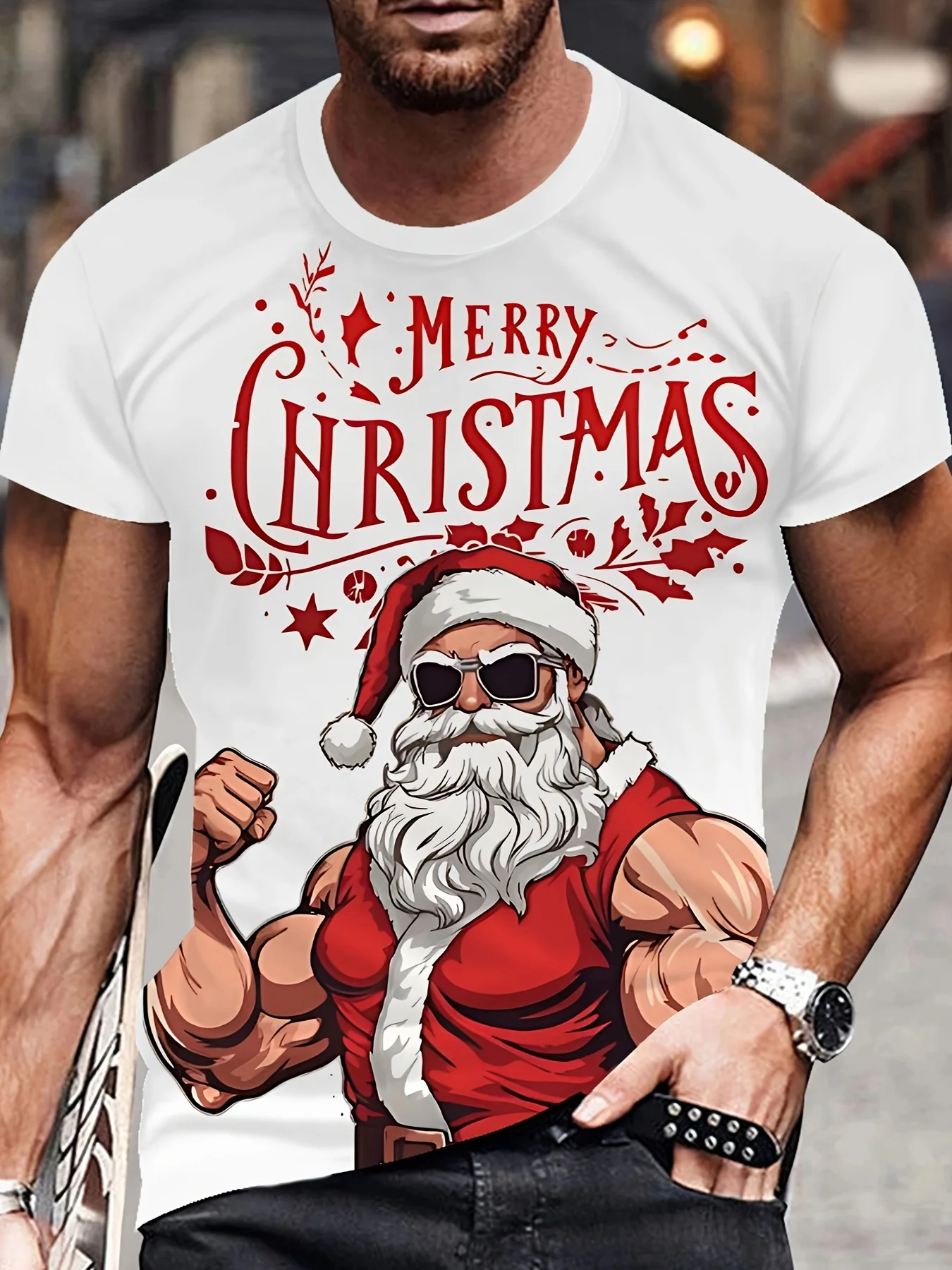 Christmas T-Shirt Santa Claus Print Short Sleeve Men T-Shirt Festival Clothing Casual Tops Loose Oversized T Shirts For Men Tees