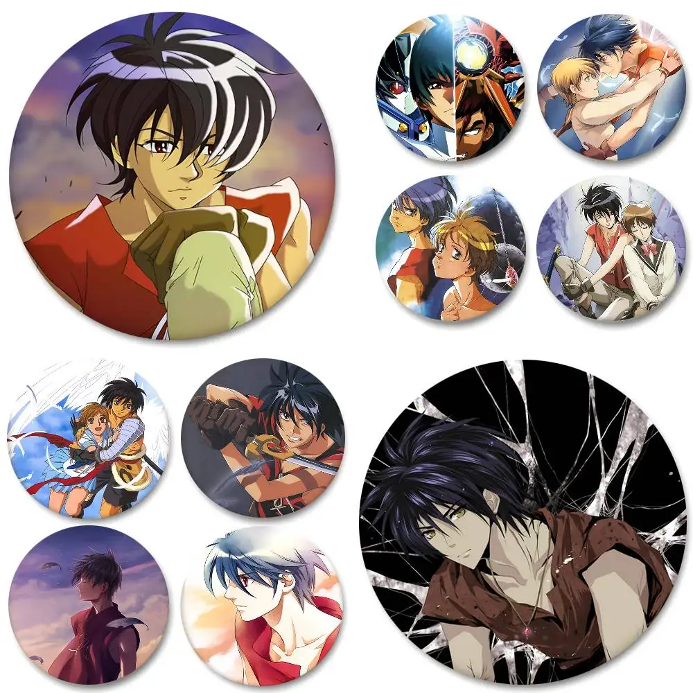 Pin redondo creativo de anime The Vision Of Escaflowne, broche para ropa, accesorios para mochila, pin de solapa
