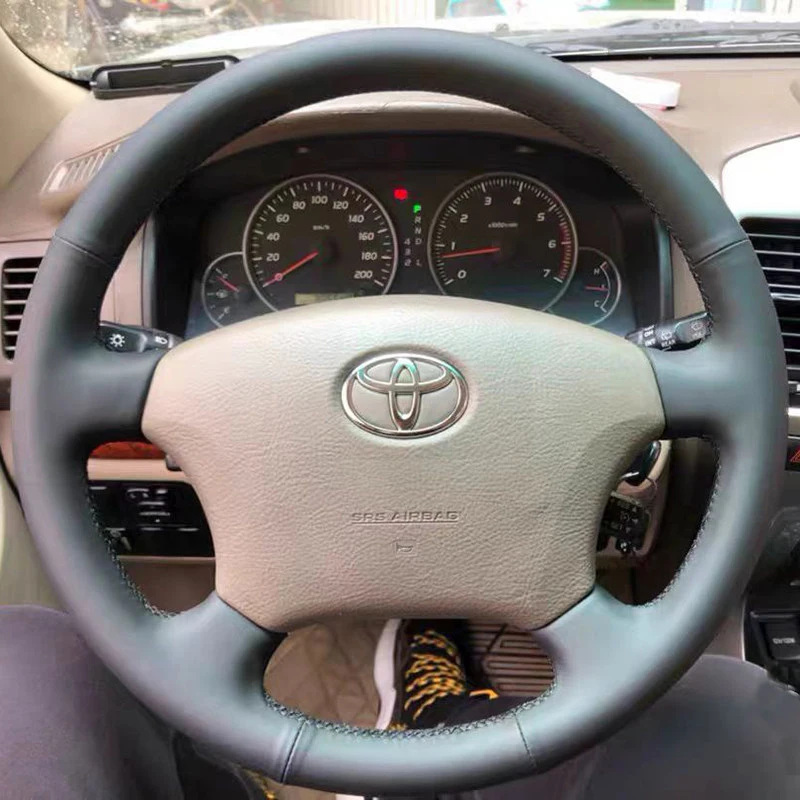 Hand-sewn Car Steering Wheel Braid Cover For Toyota Land Cruiser Prado 120 Tacoma 4Runner Hilux Highlander Microfiber Leather