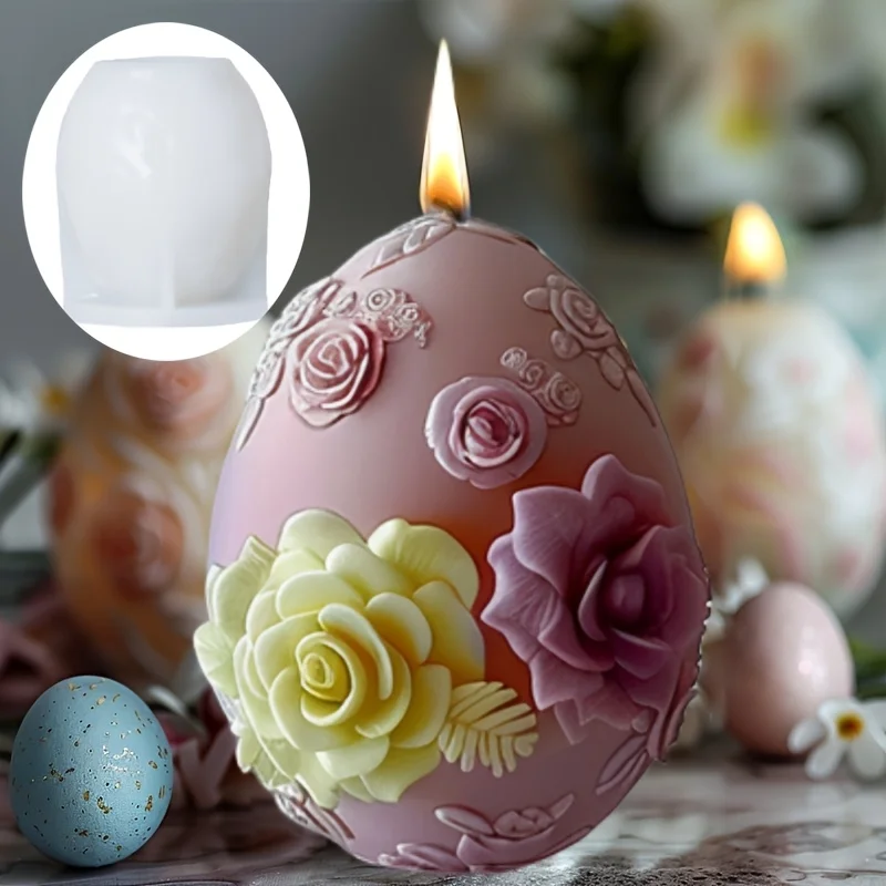 Peony flower relief egg candle silicone mold Flower morning glory Rose relief egg resin mould Easter egg concrete gypsum molds