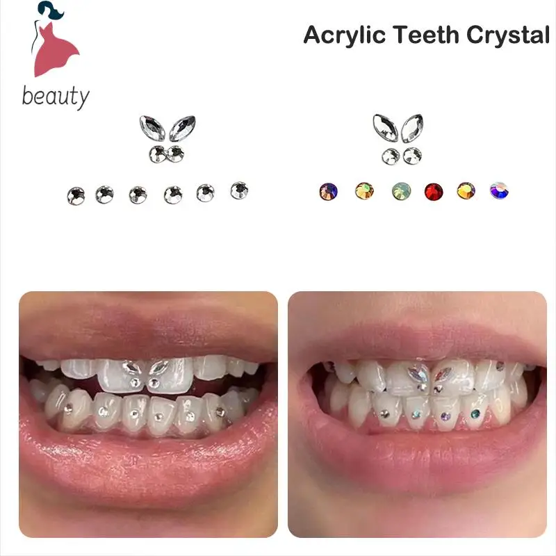 10Pcs Diamond Bur Dental Material Teeth Whitening Denture Acrylic Teeth Crystal Ornament Oral Hygiene Tooth Decoration