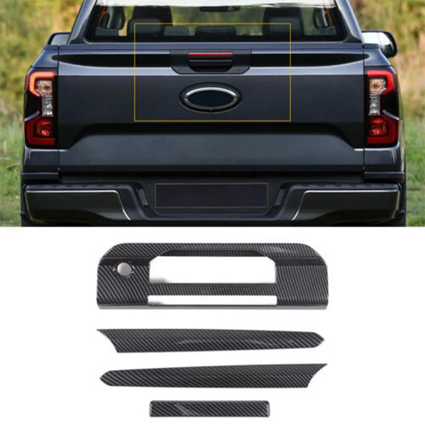 

Carbon Fiber Door Molding Trunk Trim Car Accessories For Ford Ranger 2023 2024 2025 Auto Parts Rear Tailgate Handle Cover