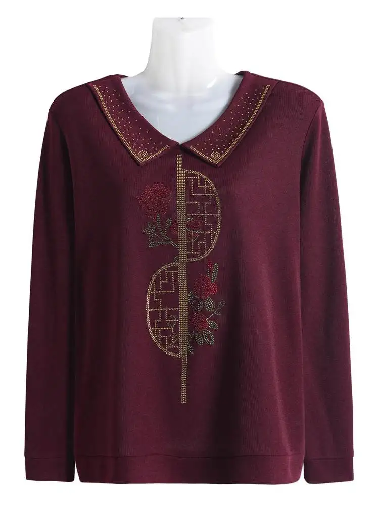 

Свободная длинная Sve Base irt plus Size Осенняя одежда для мамы и мамы ли Футболка для людей Удобная дышащая модальная...