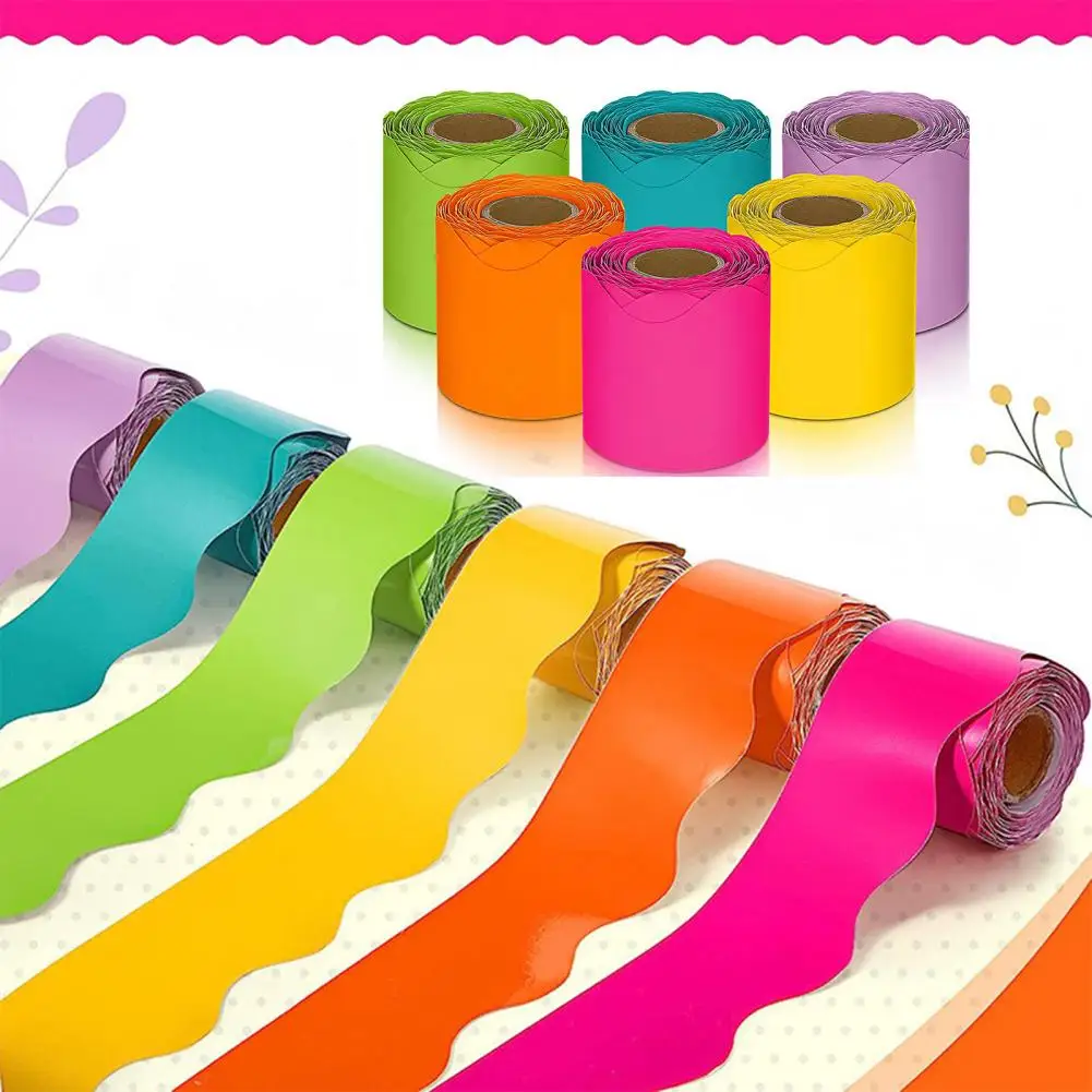 Party Supplies Classroom Decoration Vibrant Classroom Bulletin Board Borders 6 Colorful Rolls for Chalkboard Office for Teachers