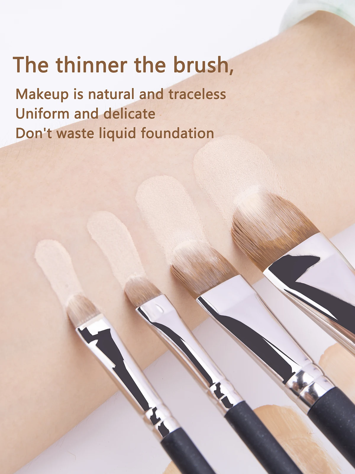 1/4 Stück flacher, runder, ultradünner Foundation-Concealer-Make-up-Pinsel, Kontur-Flüssigcreme-Concealer-Make-up-Werkzeug für Anfänger – Detail 4