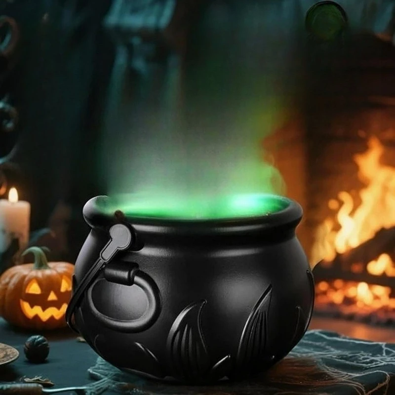 Halloween Witch Cauldron Bucket Portable Candy Storage Pot For Trick Or Treat Candy Container Haunted House Party Decor