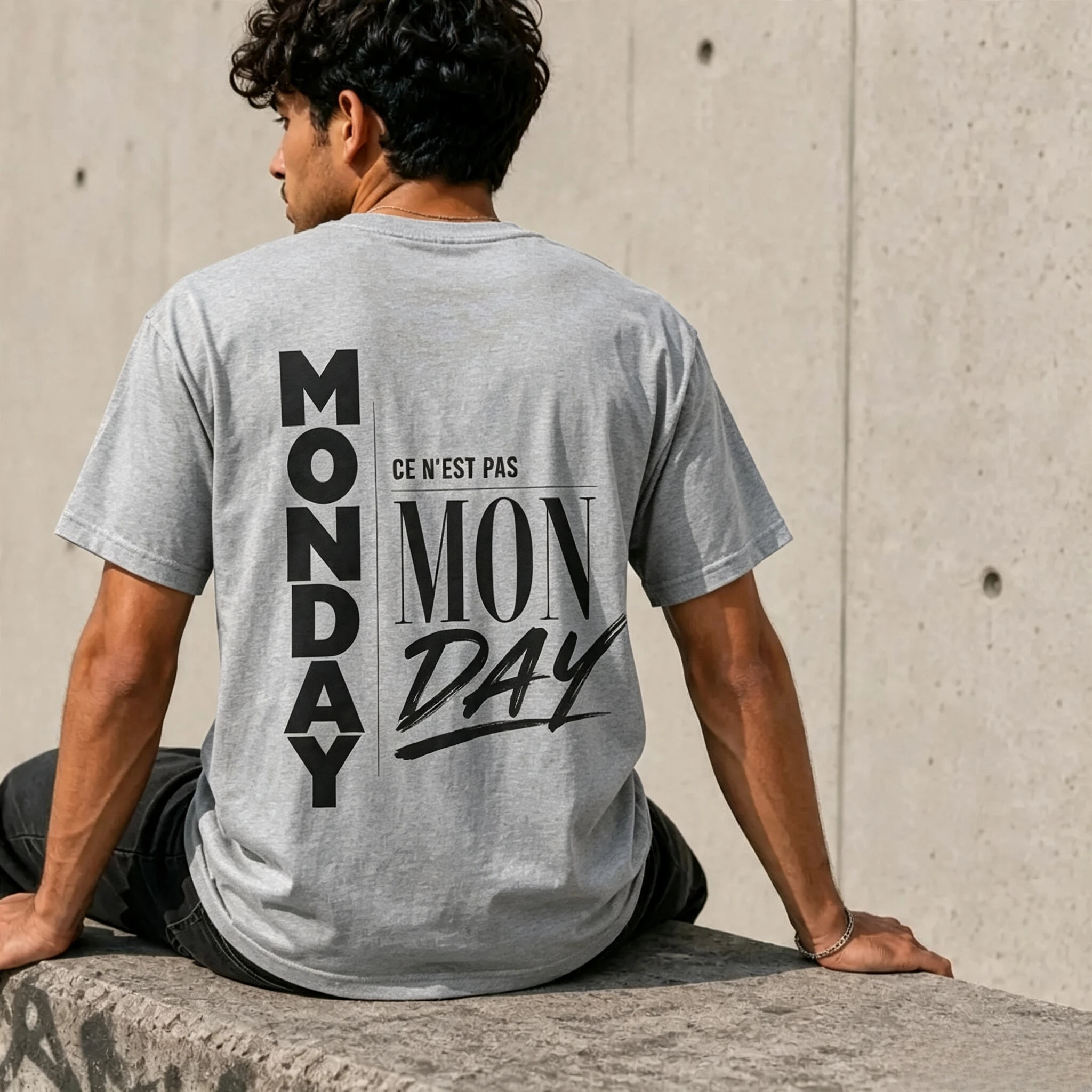Monday Mood Shirt – Ce N'est Pas Mon Day T-Shirt – Tee-shirt graphique minimaliste amusant – T-shirt avec citation française relatable, mode décontractée