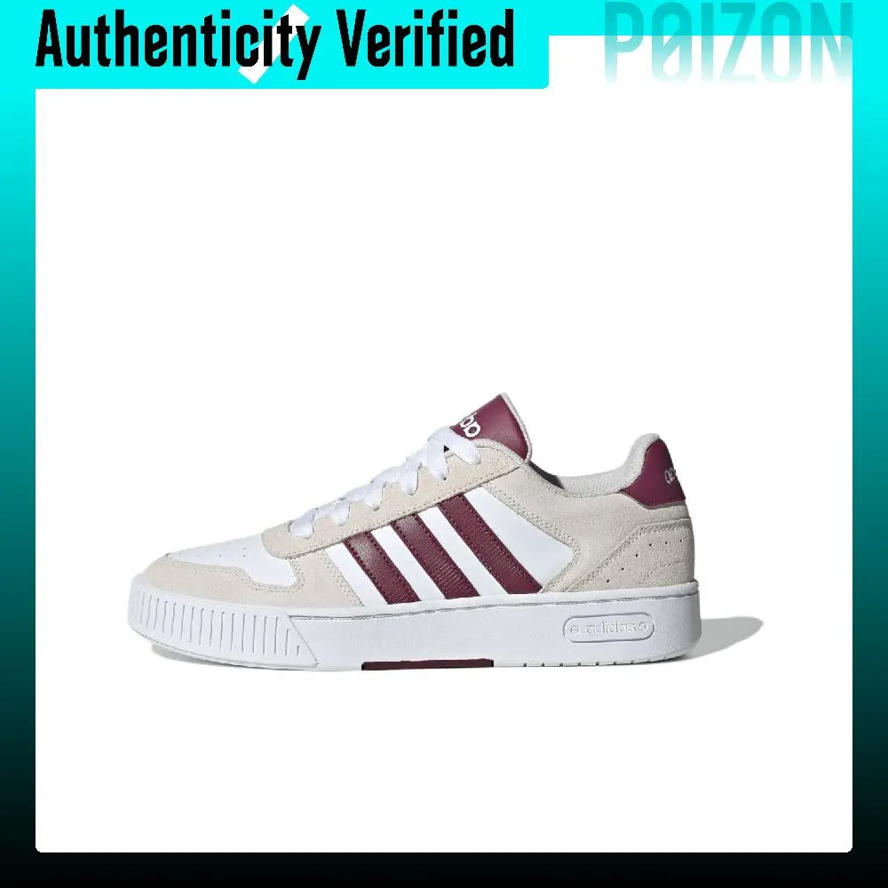 Adidas Synthetic Leather, Split Cow Leather Low top Skateboard Shoes Unisex White Brown JR8324