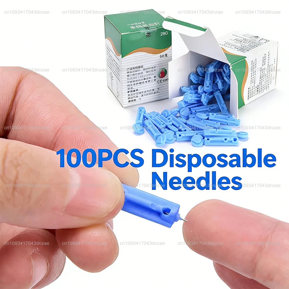 

100 шт. одноразовых ланцетов-ручек для забора крови, стерильные, 28G, для массажа и дренажа крови, для тестирования на диабет