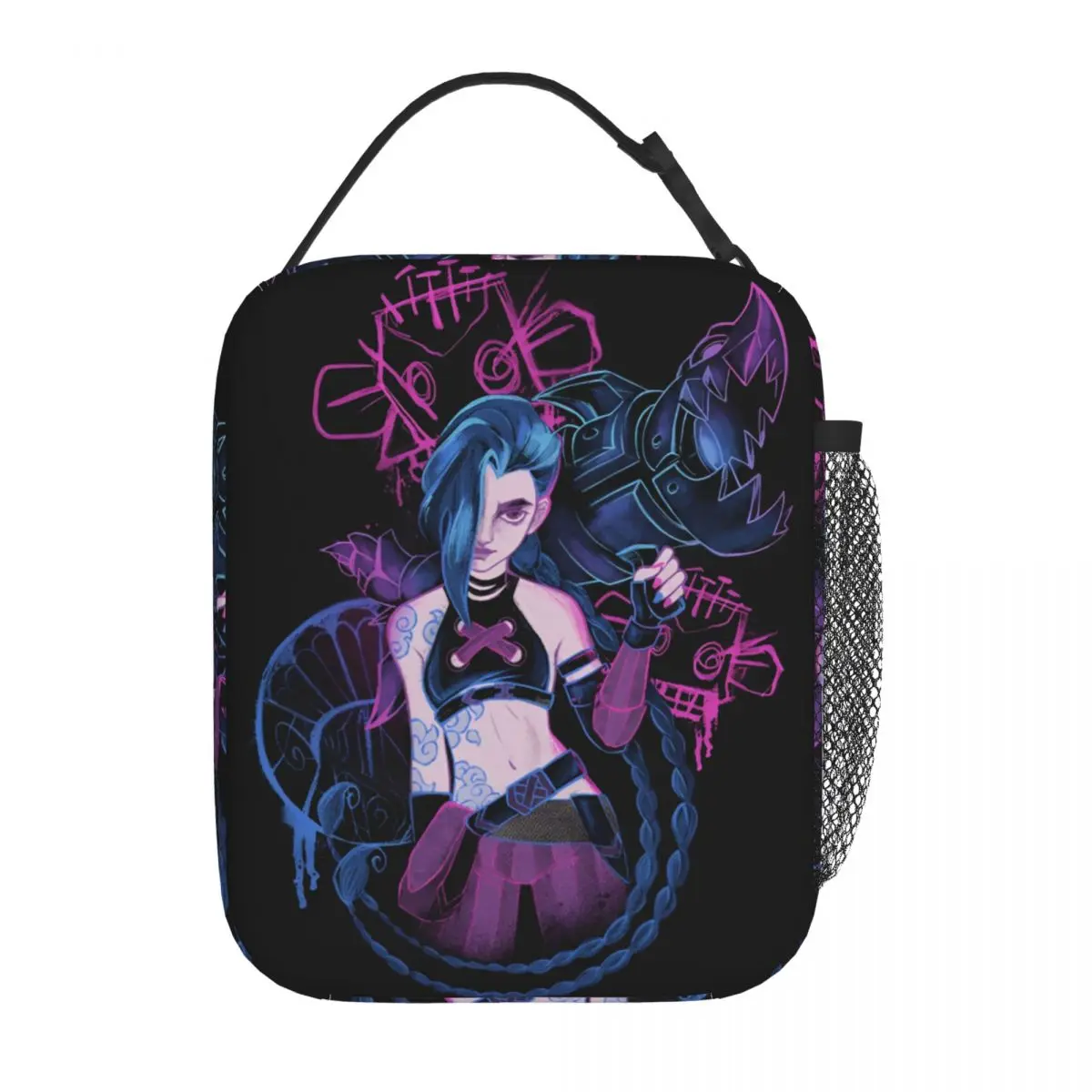 Arcane League Anime Insulated Lunch Bags High Capacity Jinx Reusable Thermal Bag Tote Lunch Box Work Outdoor Bento Pouch