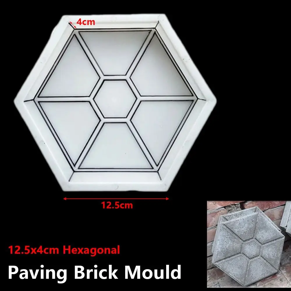1Pcs 12.5x4cm Paving Brick Mould Hexagonal Reusable Concrete Path Maker Mold Plastic DIY Walk Maker For Lawn Patio Yard Garden