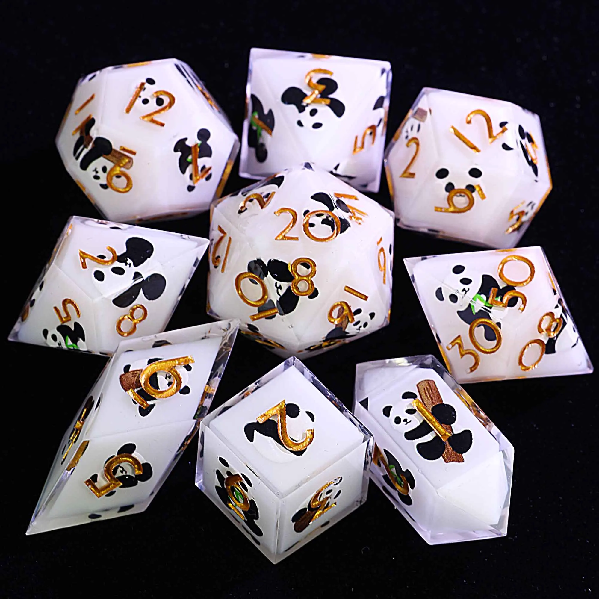 

9 Polyhedral Resin Sets of D&D Dice Cute Panda