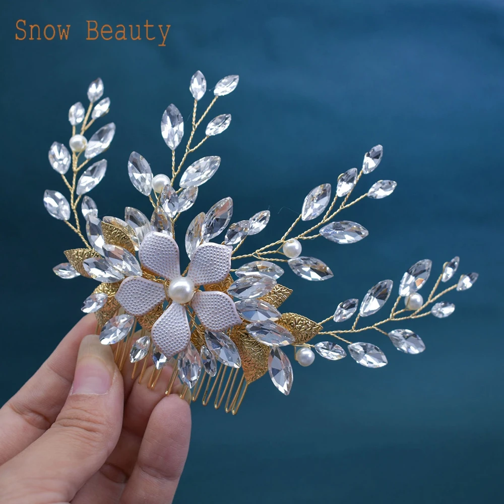 

A510 Flower Bridal Hair Comb Wedding Jewelry Handmade Hairpin Bridal Tiaras Wedding Hair Accessories Bridesmaid Head Piece