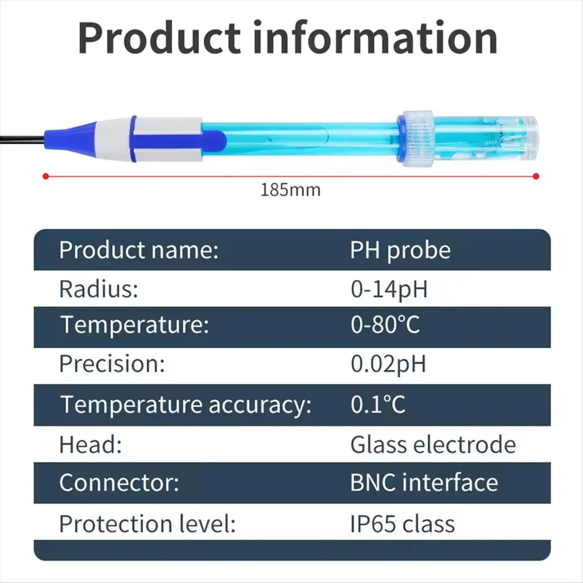 A24I Ph Sensor Electrode 0-14 Ph Controller Electrode Probe Bnc Connector Replacement Kit for Aquarium