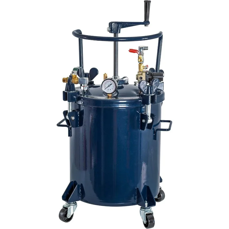 

дом. 5-галонный (20 литров) сверхмощный стальной резервуар для краски под давлением с зажимом на крышке, ручная мешалка для смешивания, регулятор