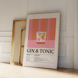 Modern Minimalist Gin & Tonic Cocktail Gifts For Wall Art Prints Canvas Painting Poster Picture For Living Room Home Decor