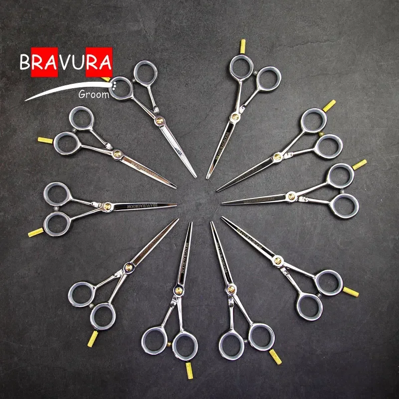 Bravura Professional 5.5 Inch Mini Pet Grooming Scissors 440C Stainless Steel Straight Trim for Pets Hair Care