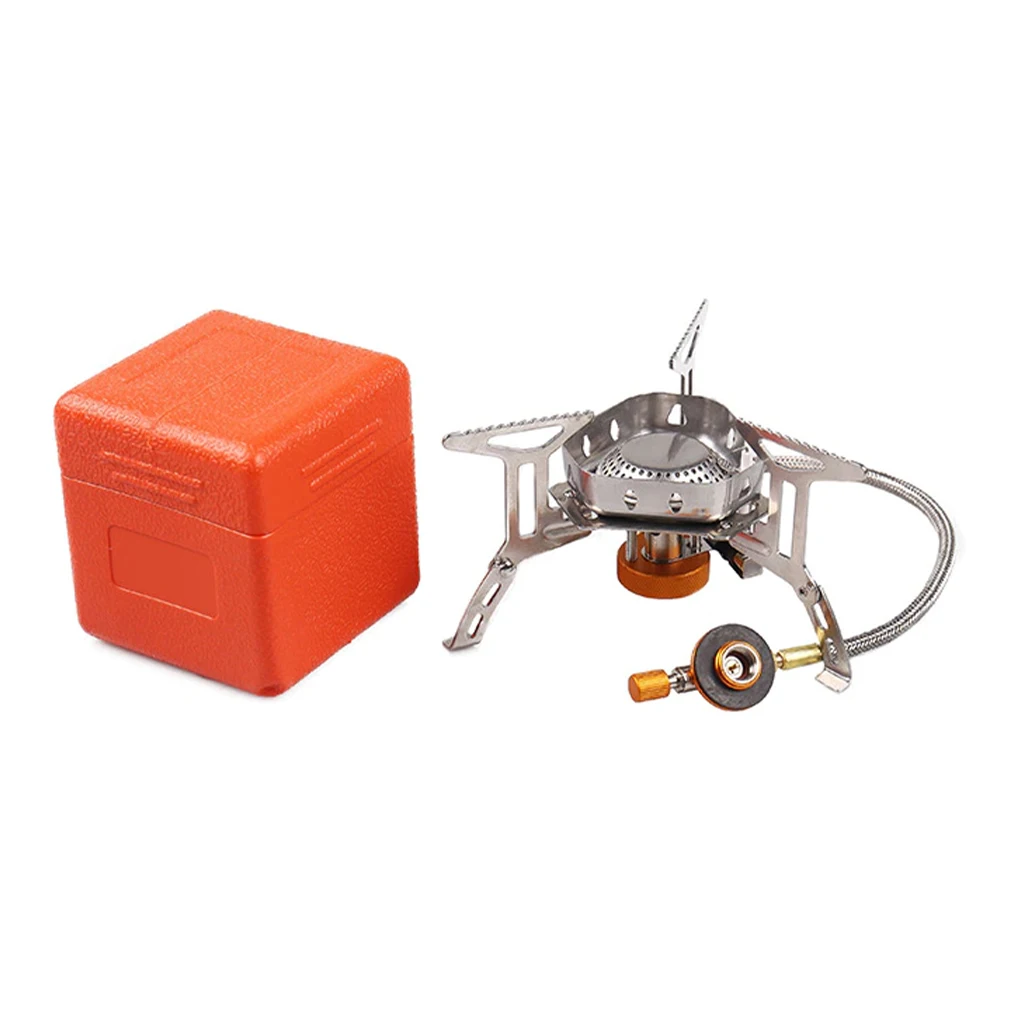 

Outdoor Windproof Burner Stainless Steel Split Type Camping Stove with Windshield Portable Camping Gas Stoves Cooking Tool