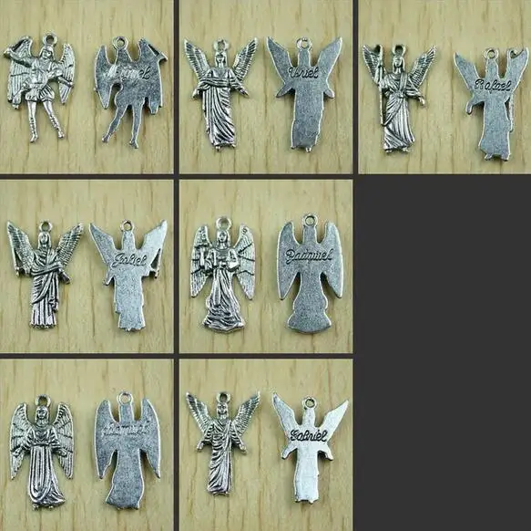 21pcs 24*14mm Uriel  Archangel Charms In Tibetan Silver Color Charms for Jewelry Making 7 archangels