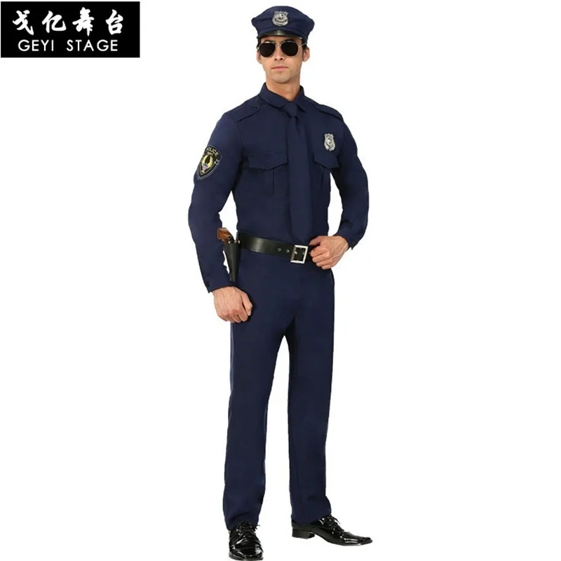 Costumes de policier d'halloween pour adultes, uniforme de carnaval de Police pour hommes, ensembles de vêtements Cosplay de l'armée, spectacle de fête