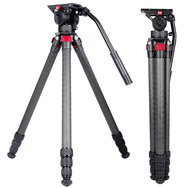 XILETU FLS284C+LH10 Professional Carbon fiber birding Outdoor photography Flexible Tripod for Digital Camera Video