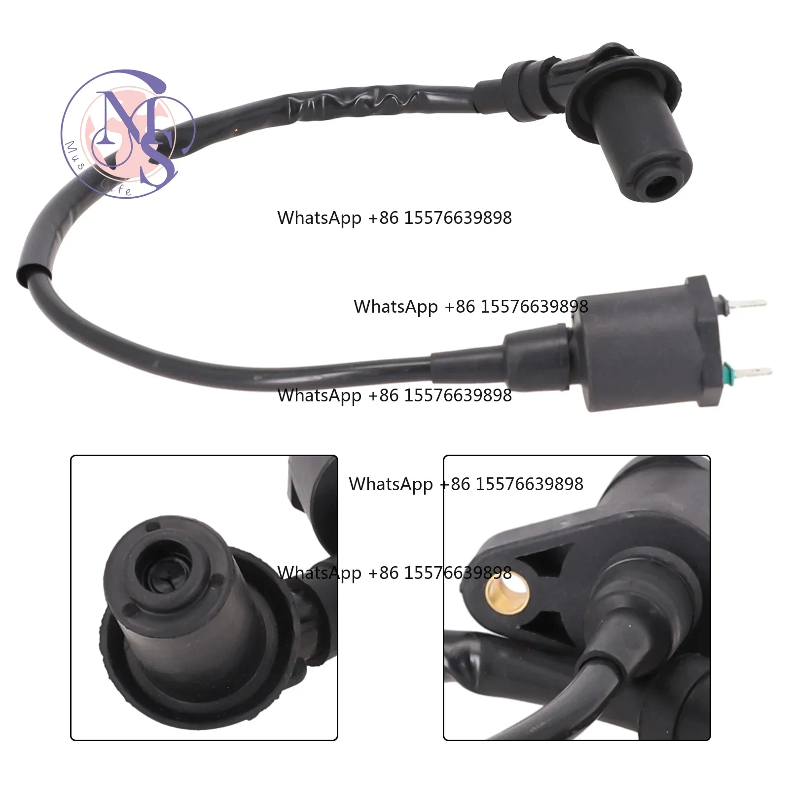12V Motorcycle Ignition Coil, 55cm Lead for 50CC 125CC 150CC Engine, Scooter Moped Electrical Spare Part
