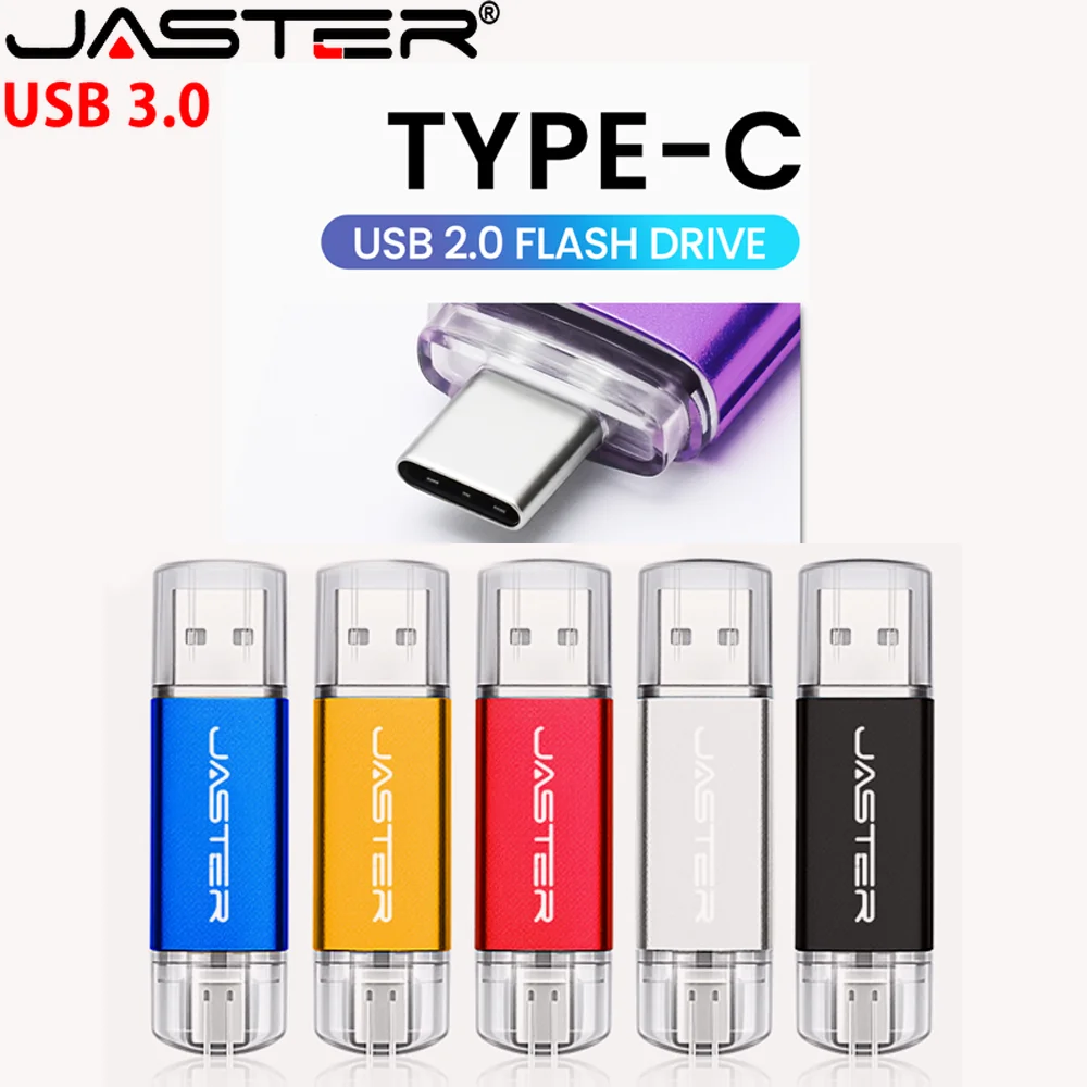 

2 IN 1 USB 3.0 Flash Drive 128GB 32GB TYPE-C Memory Stick 64GB 16GB Wedding Gift Pen Drive 8G Silver Plastic USB Stick Pendrive