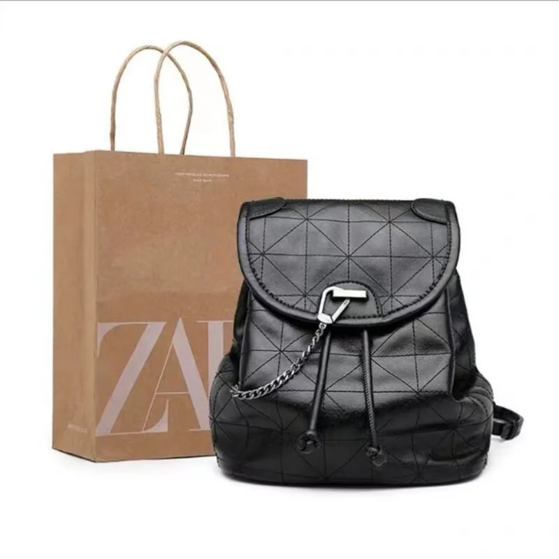 High Quality Leather Women\'s Backpack Multifunction Commuter Large Capacity Black Double Shoulder Bags Leisure Ladies Bagpack