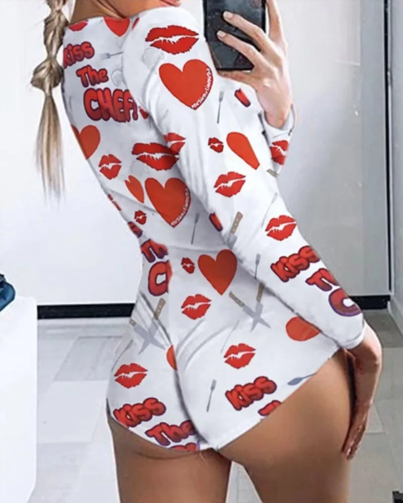 Womens Rompers Printed Slim Sexy Jumpsuit Pajamas Women