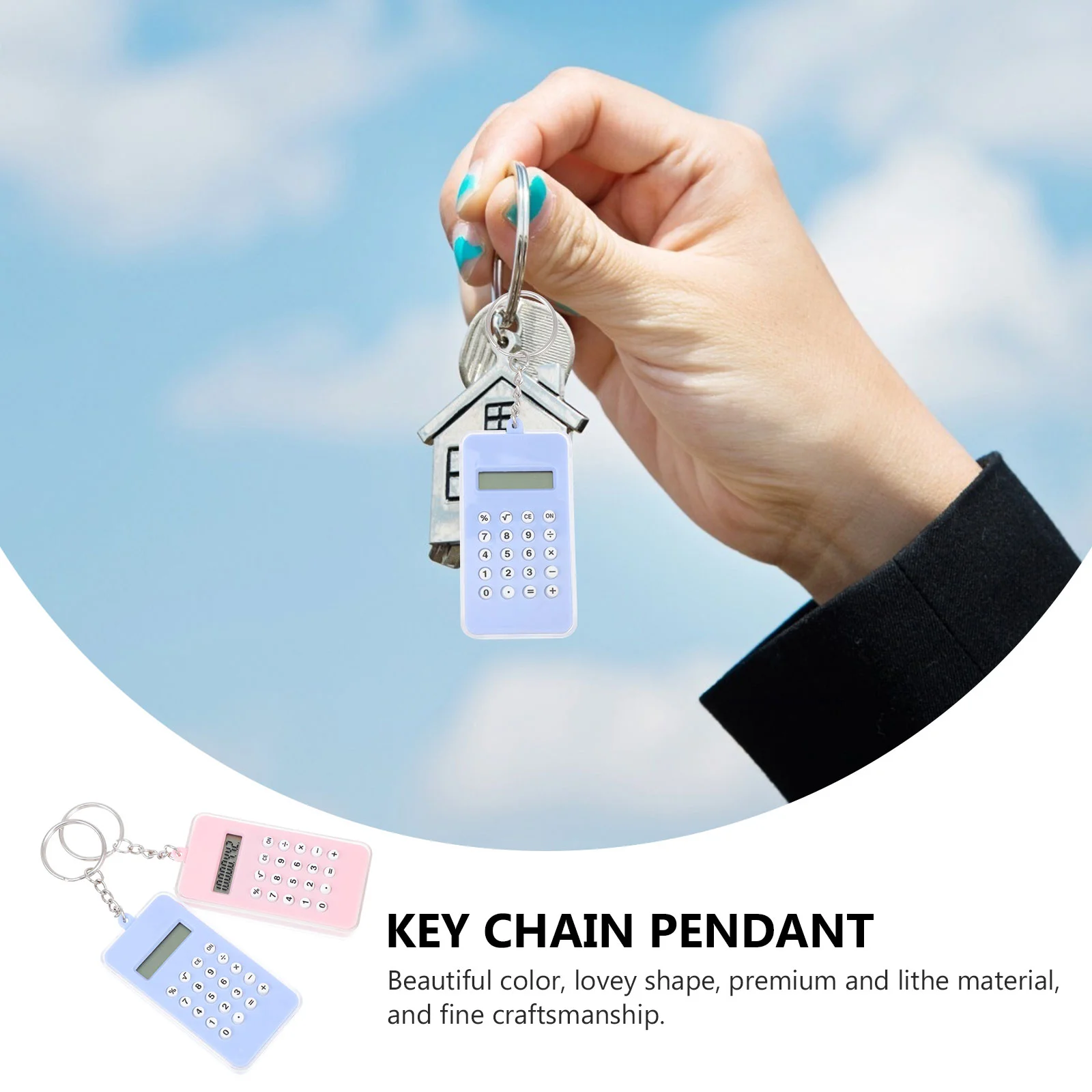 2 Pcs Key Chain Calculator Creative Hanging Decor Acrylic Math Keychain Child Gifts Practical Calculator Bag Pendant Key