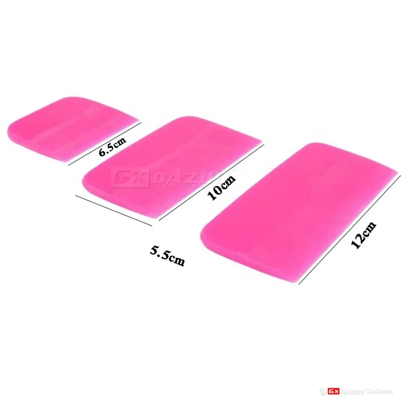 3 Pcs/Lot  Thin Pink  Car Vinyl Wrap Squeegees Set of 3 Pink Vinyl Sticker Rubber Scraper Pink Squeegee PPF Mini