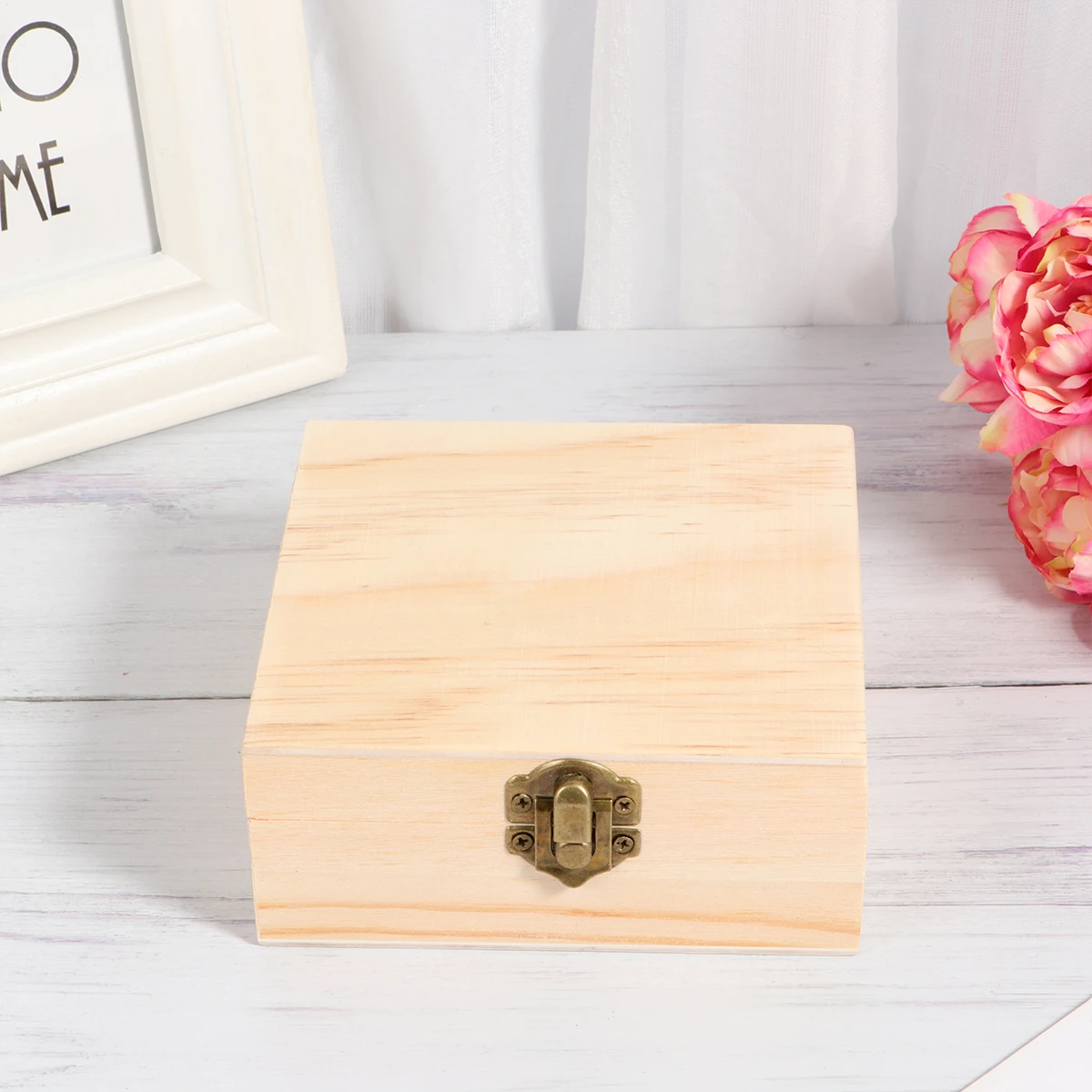 

Wooden Jewelry Handmade Diy Storage For Earrings Jewelry Organizer Rings Beads Trinket Case Organizer Holder Gift (Square)