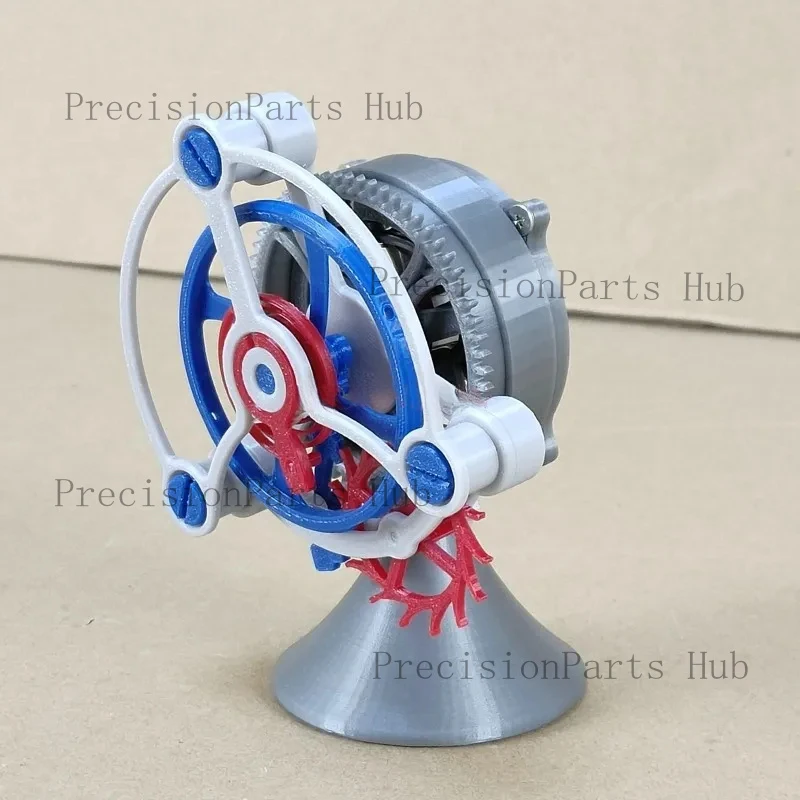 Tourbillon gear transmission mechanical model clockwork power device 3D printing rotary escapement structure decompression toy